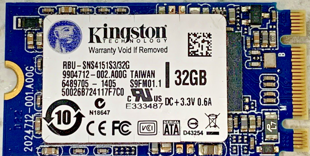 Kingston 32GB SSD Acer Chromebook Hard Drive (RBU-SNS4151S3/32GD