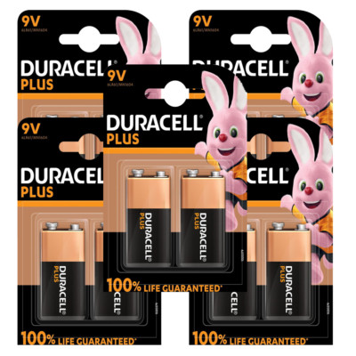 5 x Duracell Plus E-Block, 9V-Block Batterie, 6LR61 MN1604, 2er-Pack