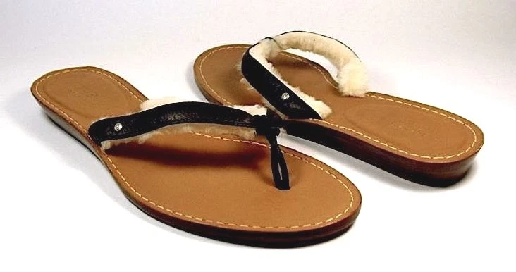 SANDALI NUOVI CON SCATOLA UGG PERSEPHONE PELLE NERA FODERATI SERPA INFRADITO DUST BAG 5