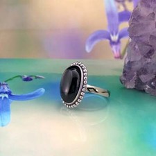 Solid 925 Sterling Silver Oval Shape Black Onyx Handmade Ring KGJ-R-1049