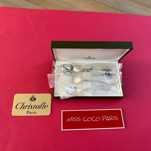 COFFRET ENFANTS CHRISTOFLE RUBANS MÉTAL ARGENTE NEUF BLISTER FERMÉ.