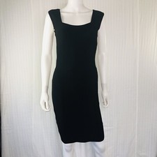 Alice + Olivia Black Viscose Blend Square Neck Sleeveless Bodycon Dress XS FLAW