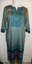 Ethnic Blue Embroidered Tunic Dress Cotton B38