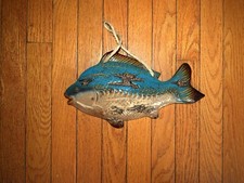 Ceramic Wall Decor 3-D Fish Glaze Finish turquoise beige 13"