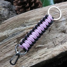 PARACORD KEYRING  Black and Pink 6" 300 lb. Strength Survival Camping Gear