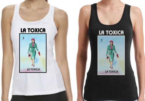 La Toxica Loteria Mexican Bingo Short Sleeve V-Neck Shirt Women's Racer back Tox - Picture 17 of 22