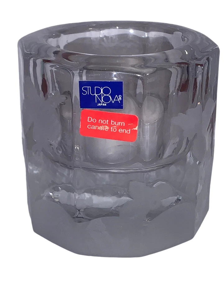 Candelabro de vidrio Studio Nova 3"x2,5" votivo “temporada alegre” WY276 caja abierta Foto 3 de 4