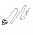 925 sterling silver love birds 10k  diamond Heart pendant chain necklace 4.1g 18 — photo 4