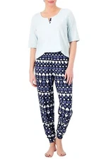 AnyBody Lush Jersey Lounge Set Lt Blue Hearts