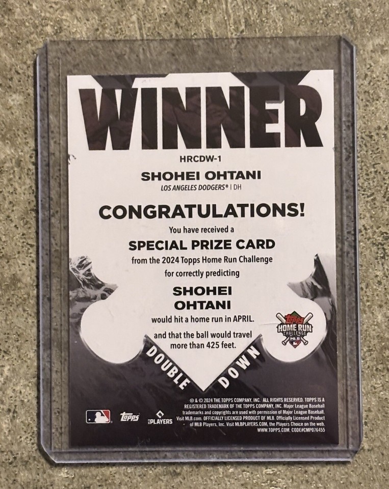 2024 Topps Shohei Ohtani Home Run Challenge Double Down Winner April 66