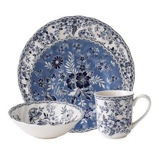 NEW - Johnson Brothers DEVON COTTAGE Blue & White 4-Pc DINNERWARE SET