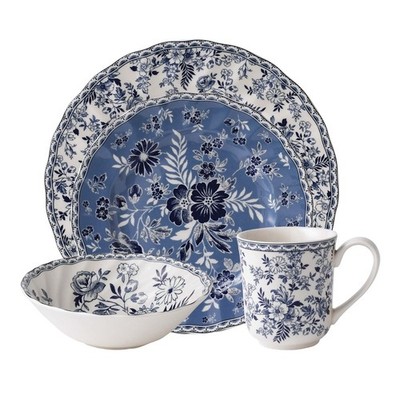 NEW - Johnson Brothers DEVON COTTAGE Blue & White 4-Pc DINNERWARE