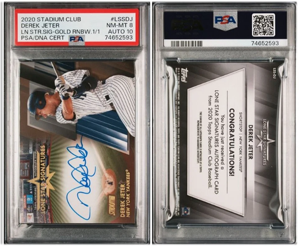Derek Jeter 2020 Topps Stadium Club Lone Star Signatures 1/1 Auto PSA 8 / 10 AU