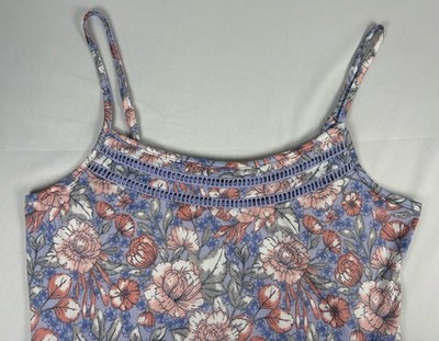 Lucky Brand Women's M Soft Floral Lavender Camisole Top Boho Adjustable Straps