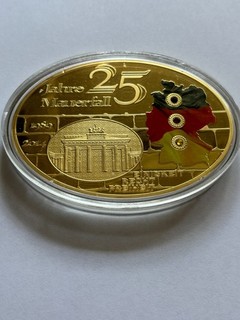 Gigant Medaille 25 Jahre Mauerfall Berlin CU vergoldet PP 2014