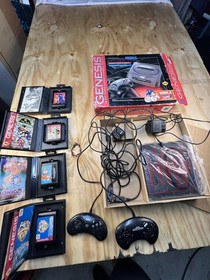 Vintage Sega Genesis Model 2 Console Tested w/ Games Sonic 2 Aladdin Animaniacs