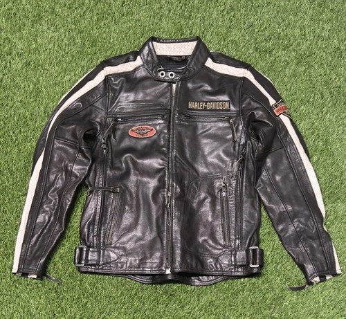 Harley Davidson 98007-18VM Buffalo Leather Cafe Racer Jacket Mens Small