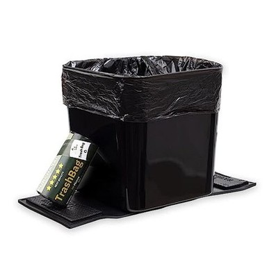 Car Trash Can   Leakproof 1.4 Gallon Compact Garbage Bin with Large Black