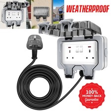 Weatherproof Outdoor Socket Waterproof Double Socket 0/3/10M Extension Lead IP66