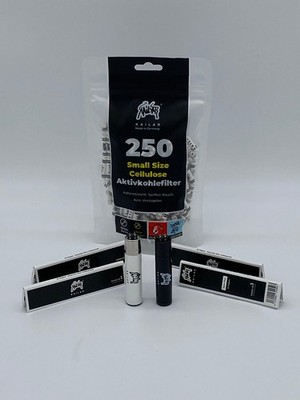 Kailar Cellulose Slim Aktivkohlefilter ø 6mm 250 St. weiß + 4x Papier o. 1Feu.