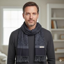 Echarpe chic homme femme soie et laine