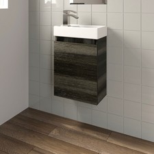 400mm Wall Hung Slimline Cloakroom Vanity Unit Bathroom Sink Basin Grey White