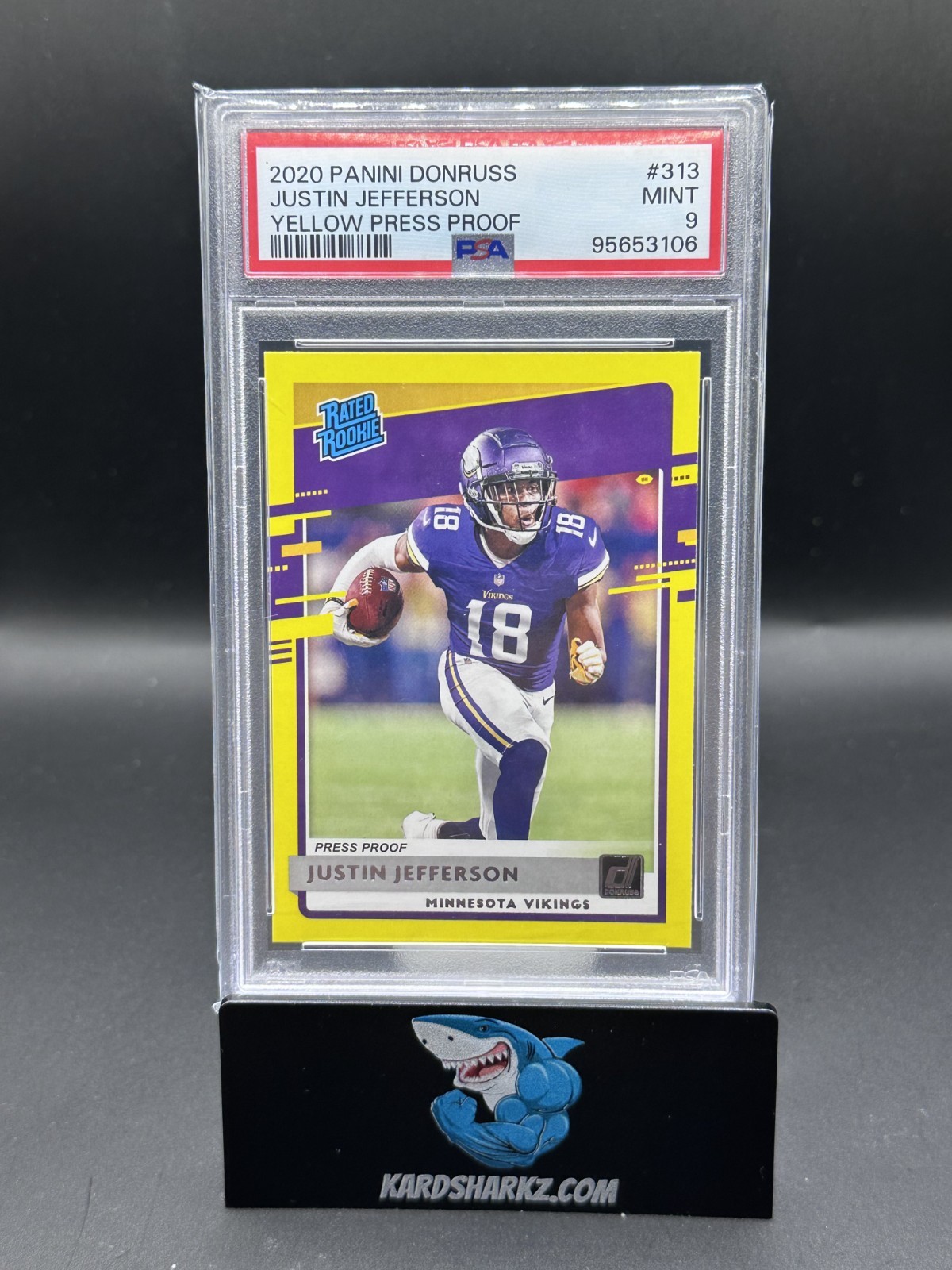 2020 Panini Donruss Justin Jefferson Yellow Press Proof Rookie #313 PSA 9