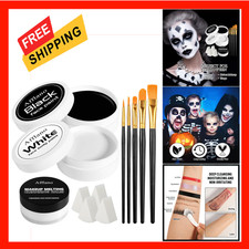 Black and White Face Paint Kit, Oil-Based Grease Makeup, 50g Jars, Includes