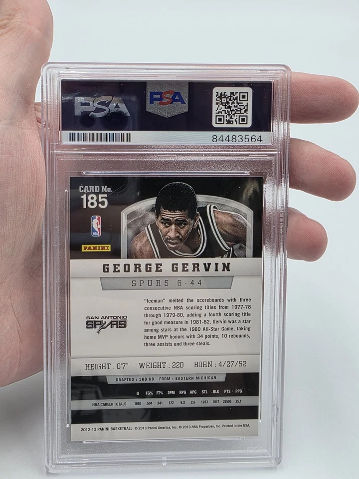 Tarjeta de baloncesto Panini firmada por George Gervin certificada PSA/DNA automática patio Foto 4 de 4