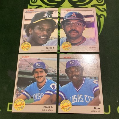 1983 Fleer Rickey Henderson & Reggie Jackson Speed and Power + BLACK & BLUE BOTH