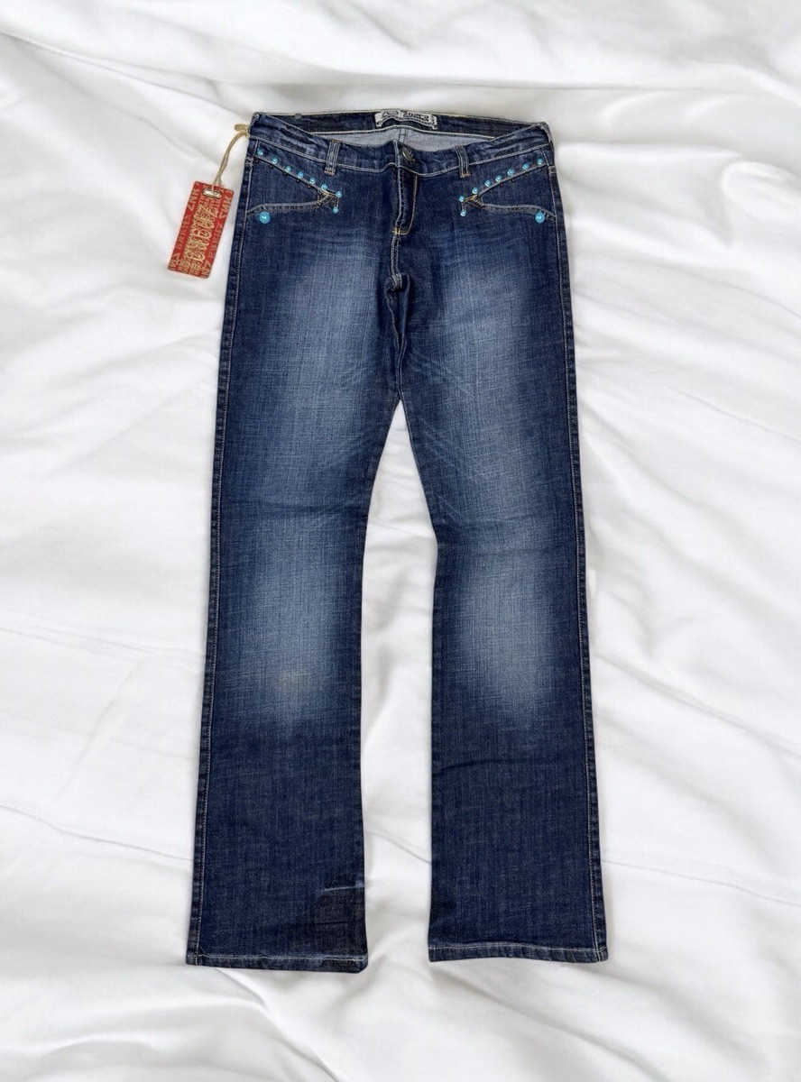 Denim Studded Bootcut Jeans Cowgirl Western Y2K Rodeo