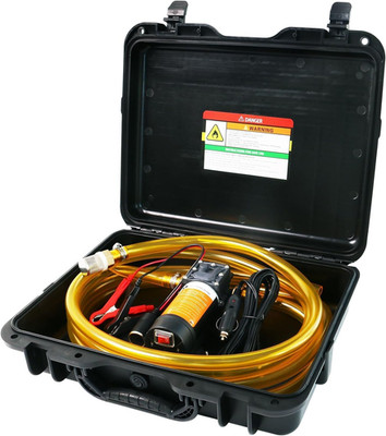 12V Gasoline Transfer Pump Set - 110GPH, Includes Fuel Pipe & Power Cables