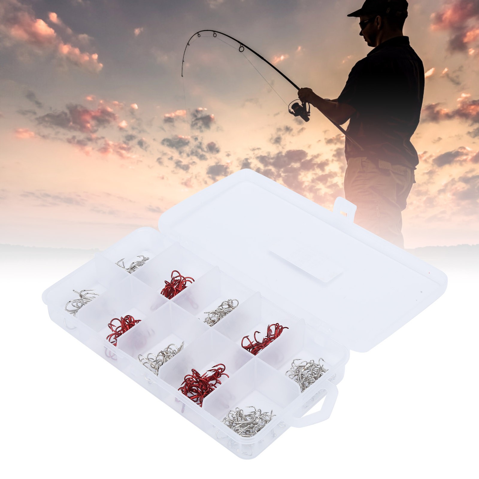 130 Pieces High Carbon Steel Fishing Triple Hooks Set Rust-Proof Easy To U