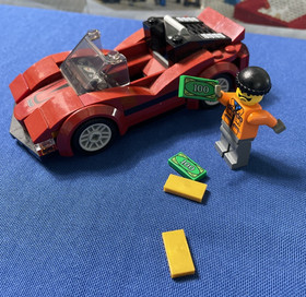 Lego City High Speed Chase #60138 - Red Sports Car with Driver Gold Bars + Money