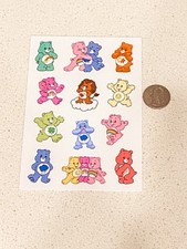 Care Bears 80s cartoon Sticker Sheet Nostalgic tv show permanent vinyl decal