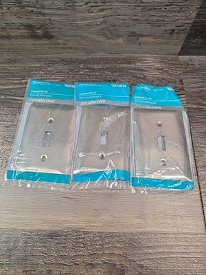 Styleselectiona Brushed Satin Nickel Single Toggle Switch Switchplate Cover X3