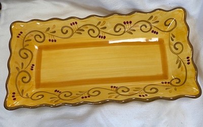 Home Trends Italian Villa Rectangular Serving Platter Dish Tuscan Tones 17''