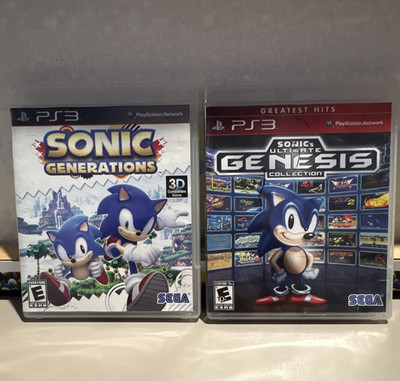 SEGA PS3 Lot: Sonic Generations + Ultimate Genesis Collection w/ Cases Manuals