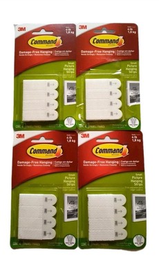 4 PK Total 16 Sets Command Brand Damage-Free up to 4Lb Picture Hanging Strips