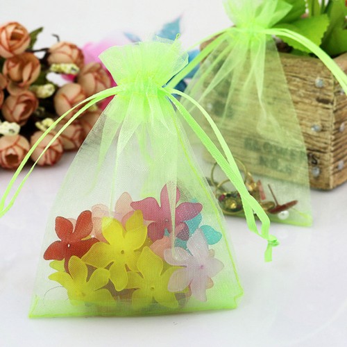 100Pcs Portable Organza Drawstring Bags Transparent Plain Color Drawstring - Picture 5 of 11