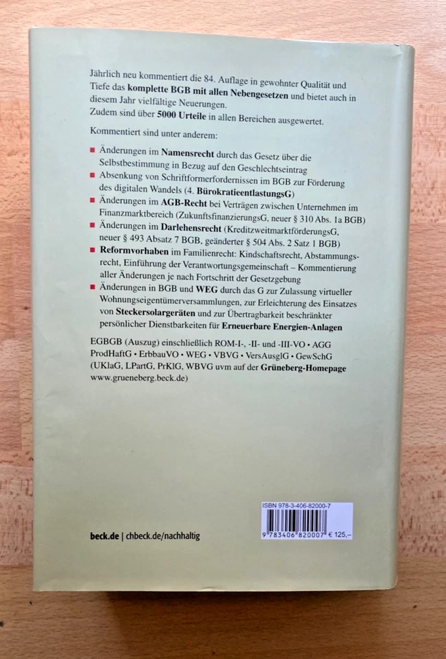 BGB - Bürgerliches Gesetzbuch - Grüneberg - 84. Auflage von 2025 - Bild 3 von 3