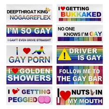 10PCS Bumper Decals Funny LGBT Stickers, Rainbow Bumper Prank Car Stickers LG...