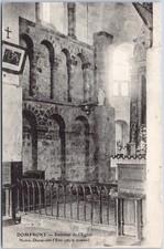 Domfront Kirche Orne antike Postkarte Innenra...