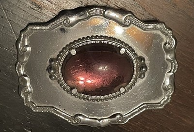 Western Style Chrome And Purple Jewel Belt Buckle