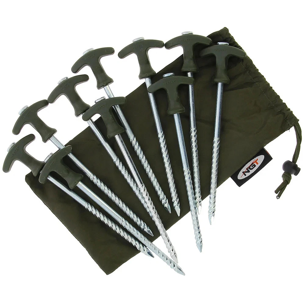 NGT Bivvy Pegs 10 x 8"" Bivvy Pegs With Stoage Case