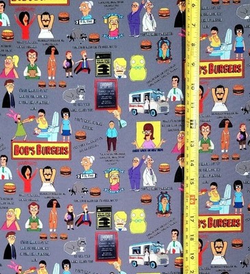 BOBS BURGER GREY FABRIC ( HALF-YARD AND 1-YARD SELECTIONS )