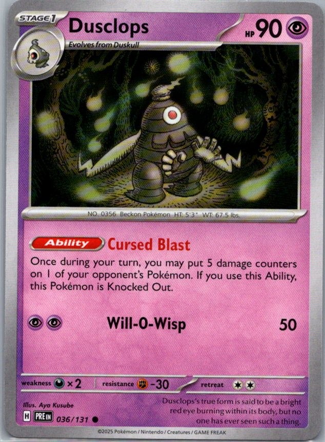 Dusclops 036/131 Common SV: Prismatic Evolutions NM