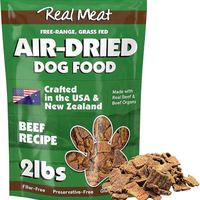 TRMC Real Meat Air Dried Dog Food Beef 2lb Grain-Free High Protein USA Plus Meal