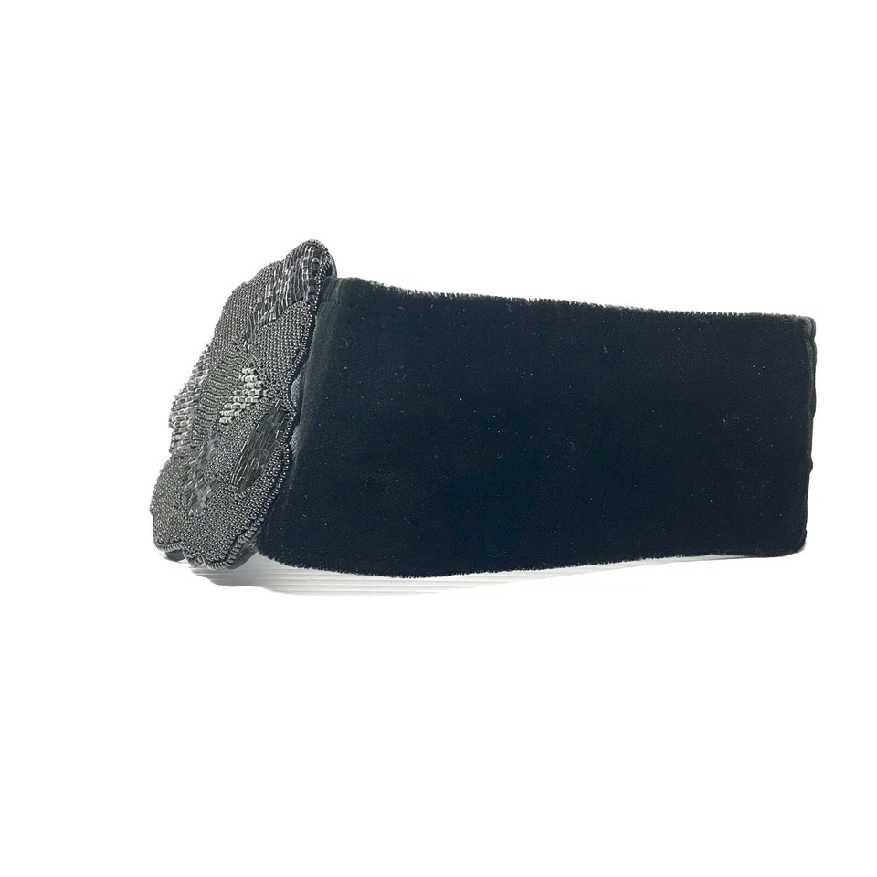 Cinturón para mujer Cadaz XS negro de colección ancho terciopelo con cuentas hebilla floral clásico damas Foto 2 de 4