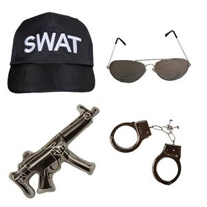 Fancy Dress Stag Night Cap Aviator Men's SWAT Police Team Costume Accessory Set 